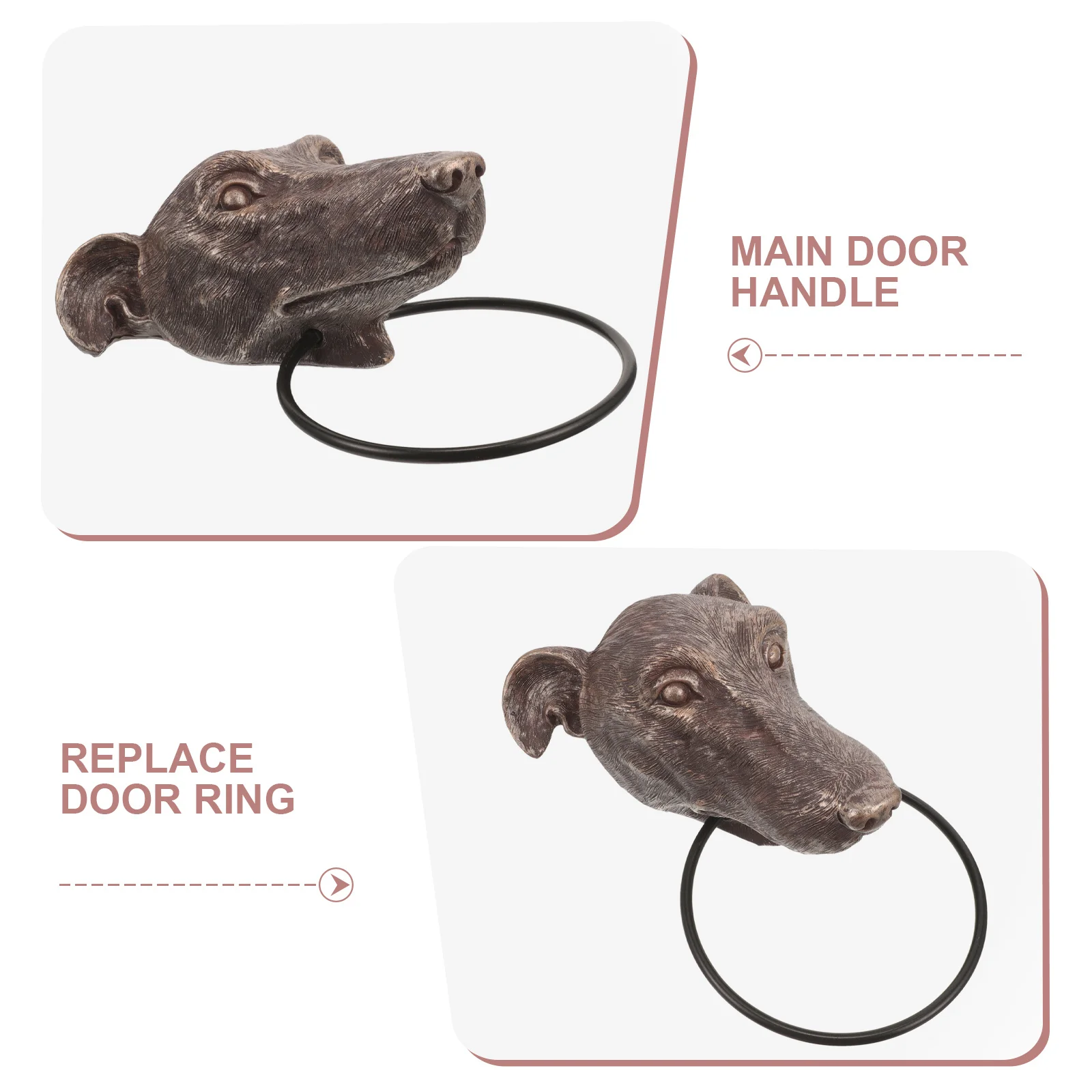 

Decorative Dog Head Door Knocker Rustproof Resin Door Handle Knocker for Front Entry Security Home Improvement