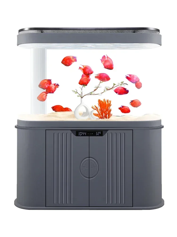 Large household wall mounted fish filter tank with semi-circular floor and curved bottom