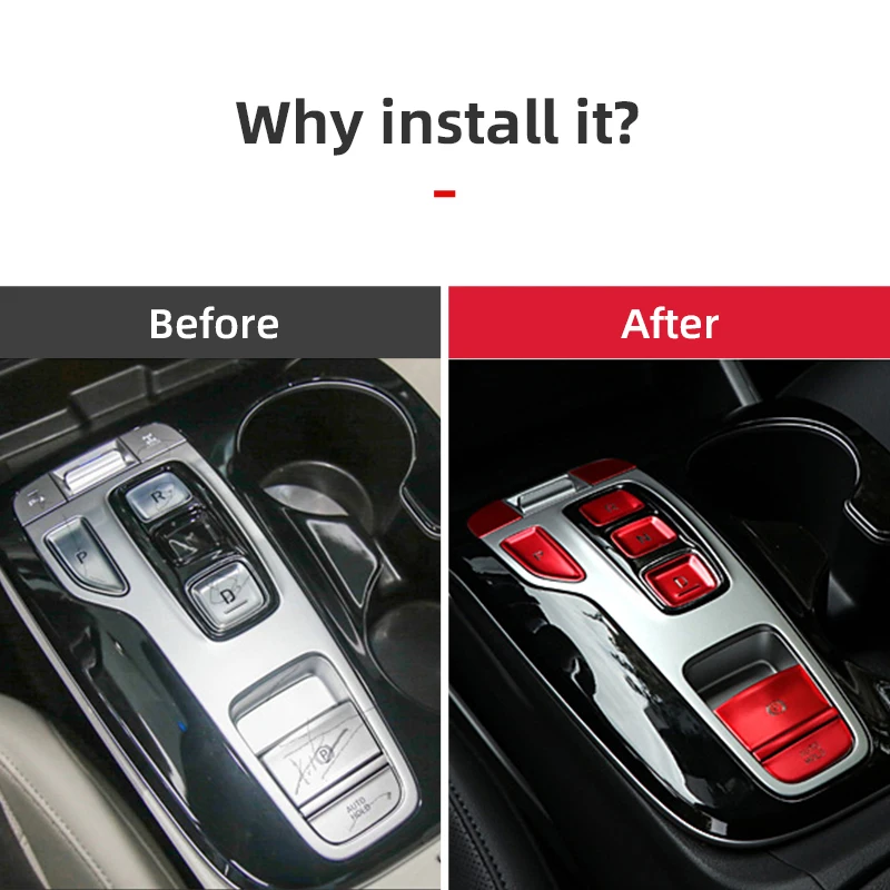 Aluminium Alloy Center Console Gear Shift Panel Decoration Patch Trim Car Stickers For Hyundai Tucson NX4 2021 2022 2023 Hybrid