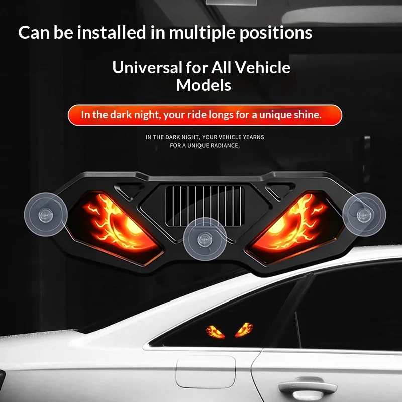 Dynamic Demon Eye LED Expression Warning Light Solar Powered Suction Cup Decor Lamp for Cars Trucks Auto Exterior Accessories