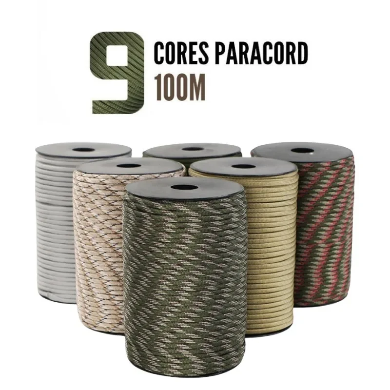 

100M 550 Military Standard 9-Core Paracord Rope 4mm Outdoor Parachute Cord Survival Umbrella Tent Lanyard Strap