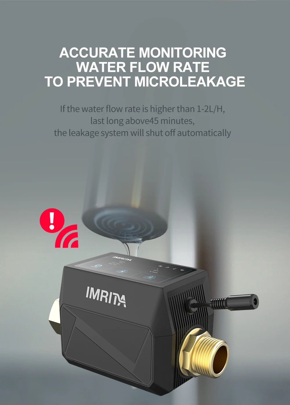 IMRITA Inteligentny monitor wody Wifi APP Sterowanie czujnikiem wycieku wody Detektor wycieku wody Fuga De Agua z zaworem odcinającym