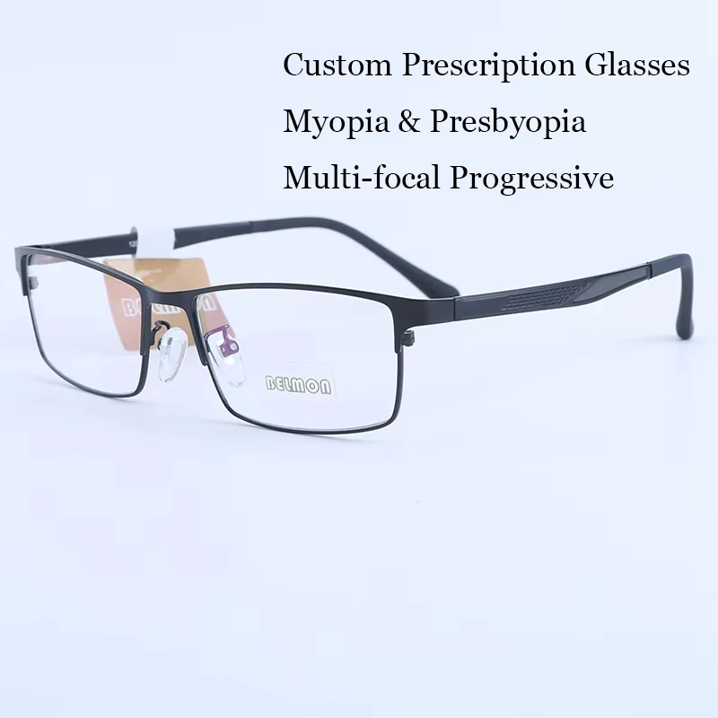 

Custom Prescription Glasses Men Multi-Focal Progressive Photochromic Anti-Blue Light Myopia Hyperopia Lenses Eyeglasses