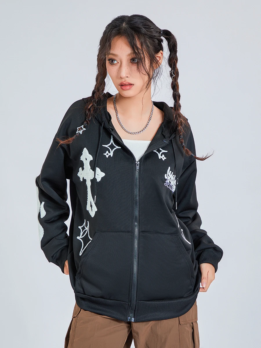 

Streetwear Hoodies Goth Harajuku y2k Grunge Punk Jacket Women Letter Print Long Sleeve Sweatshirts