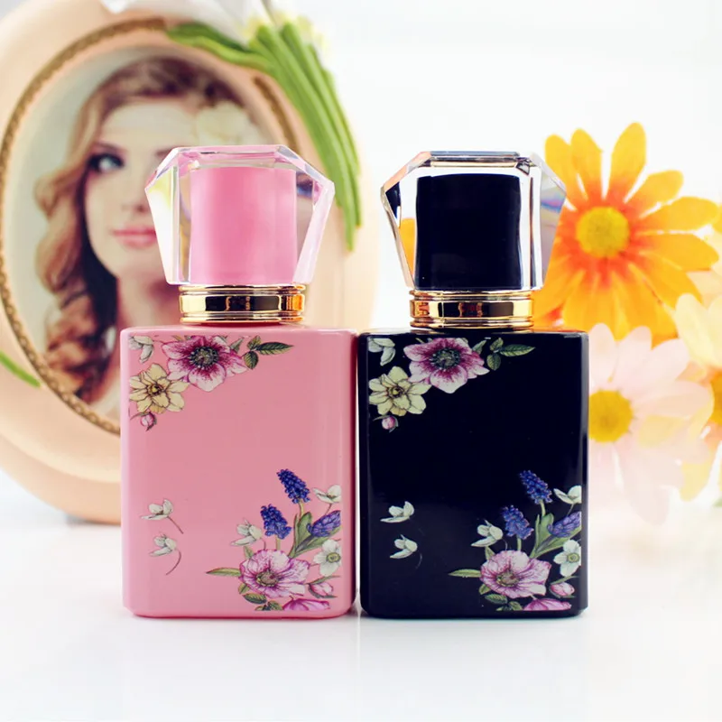 5/10pcs 50ml Square Glass Perfume Bottle Black/Pink/White/Red Spray Bottle Empty Fragrance Packaging Bottle Refillable