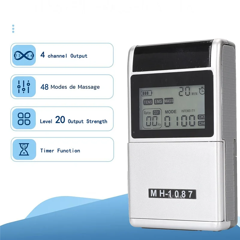 Almohadilla de estimulación muscular Tens eléctrica avanzada de 48 modos para masajeador corporal de fisioterapia profesional-A58E
