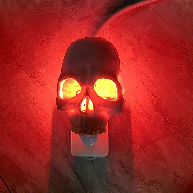 

【Hot-Selling!】Halloween Skull Night Light Horror Lamp Gothic Skull Night Lamp Skeleton Lamp Plug Into Wall Decorative Gothic US