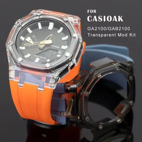 Transparent Mod Kit Rubber Strap Case Adapter for g shock GA2100 GAB2100 Rubber Band  for 2100 Replacement Strap