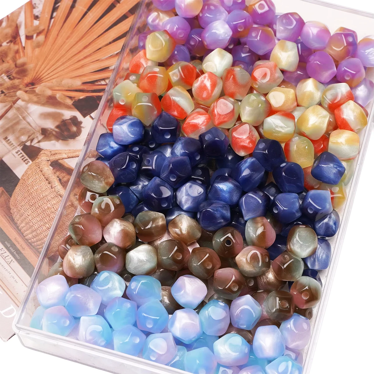 20pcs 10mm Resin Imitation Cat Eye Octagonal Beads Irregular Cut Surface For Jewelry Necklace Bracelet Craft DIY Accessories