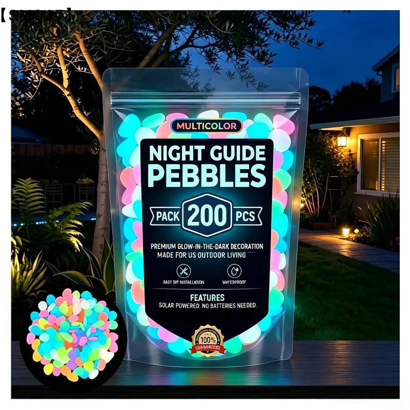2026 Colorful Glow-in-the-Dark Garden Stones Night Guide Luminous Pebbles Rainbow Glow In The Dark Stepping Rocks Outdoor【SMQ】
