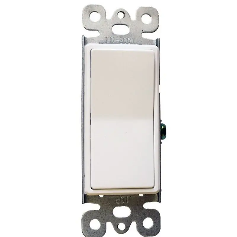 ABRU-US Standard 15A Single-Pole Rocker Light Switch, 125/277V White Wall Switch (On/Off) With Wall Plate