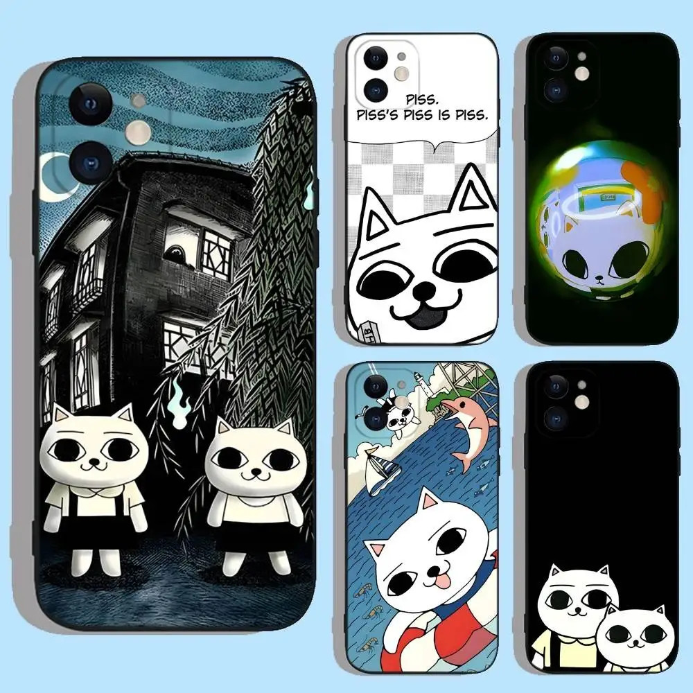 

N-Nekojiru Cat Cute Phone Case For iPhone 17,16,15,14,13,12,11,XS,XR,X,8,7,Pro,Max,Plus,Mini,Air,e Silicone Black Cover