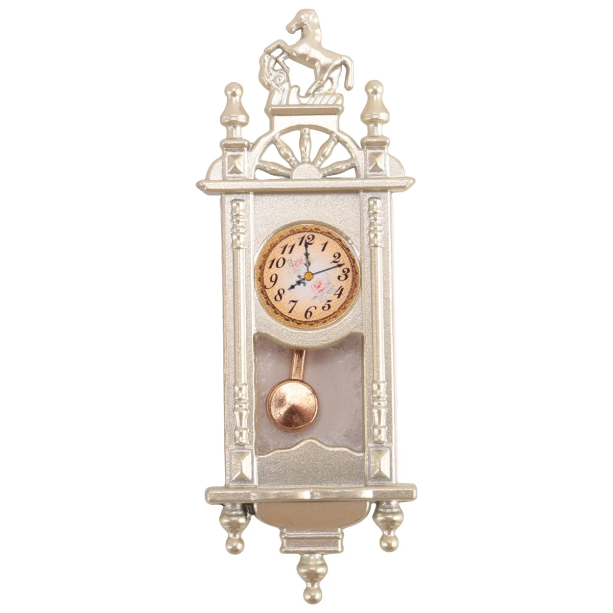 1/12 Scene Mininature Roman Clock Pendant Clock Living Room Wall Clock Decoration Doll House Accessories B