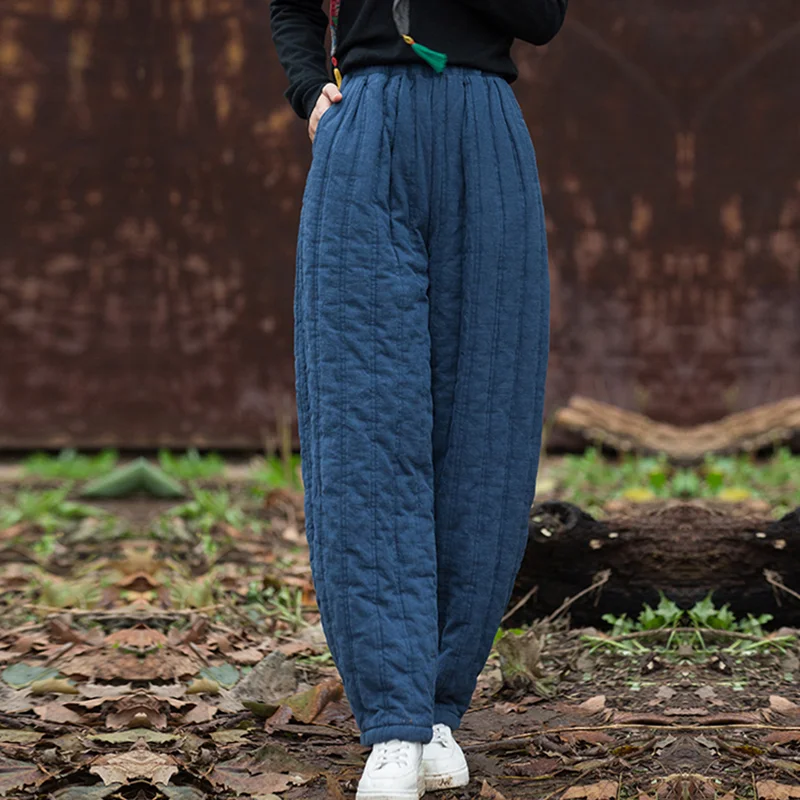 Women  Baggy Cargo Ethnic Vintage Elastic High Waist Loose Long Cotton Line Oversize  Trousers Wide Leg Clothes  Large Size