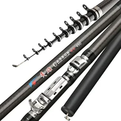 2.7M 3.6M 4.5M 5.4M 6.3M 7.2M Carbon Telescopic Rock Fishing Rod Ultra Light Rod Lure Carp Travel Ocean Spinning Fishing Rod