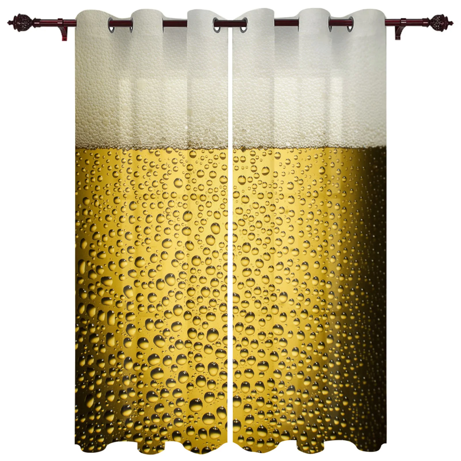 Beer Yellow Bubble Drink Outdoor Curtain For Garden Patio Curtains Bedroom Living Room Kitchen Bath Room Panel Drape