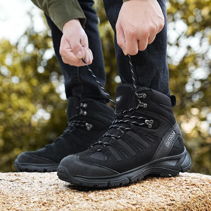High-top Men's Hiking Boots Outdoor Field Combat Training Shoes Anti-slip Trekking Hunting Sneakers Waterproof Casual Work Boots