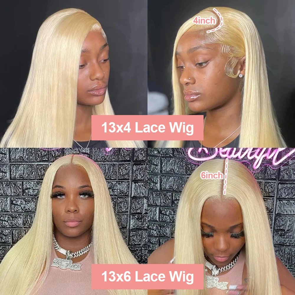 36 40 Inci 613 Madu Pirang 13X6 Renda Depan Rambut Manusia Wig Brasil Tulang Lurus Kepadatan 250 13X4 HD Transparan Frontal Wig