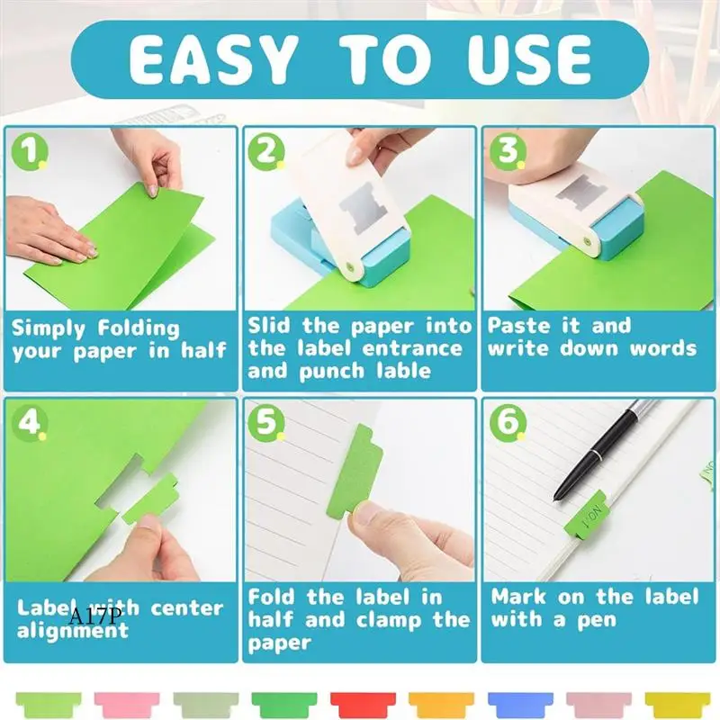 

AP-For Crafting 1.5In 2 Shapes DIY Index Tab Puncher Label Tag Paper Punch For Scrapbooking Book Tabs White&Blue 2 Pcs