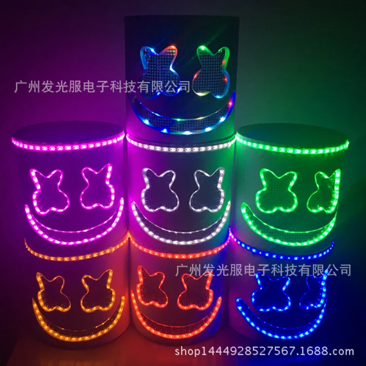 

LED luminous marshmallow headgear stage performance props mask music festival top 100 DJ headgear Amazon hot sale