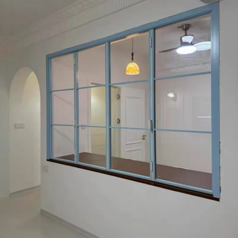 French retro aluminum alloy folding doors and windows, indoor sliding windows, white simple household partition doors and window