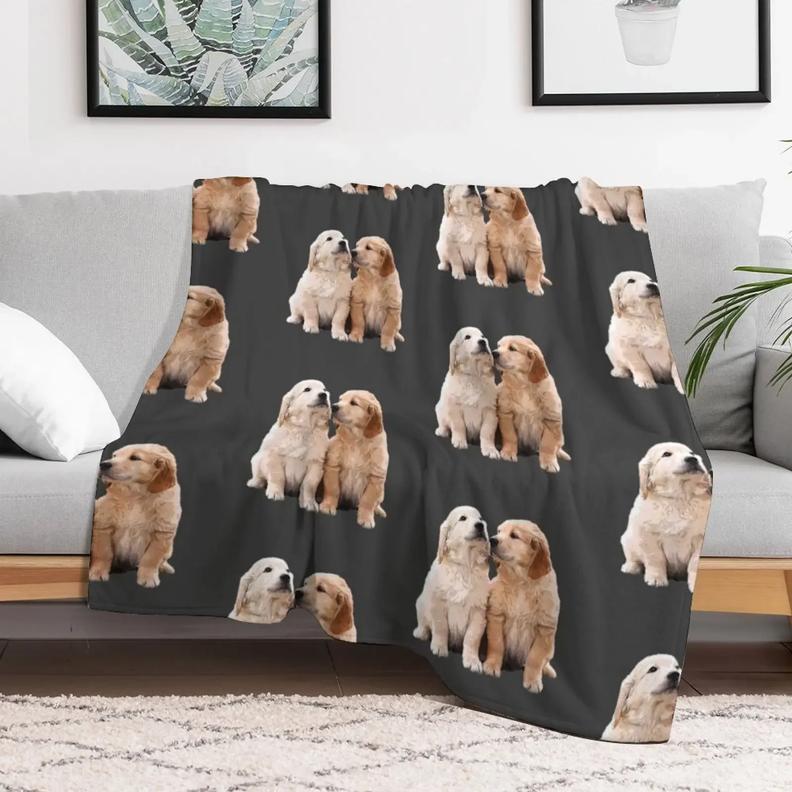 Golden Retriever Puppies Throw Blanket Air Conditioner Soft Blanket for Office Home