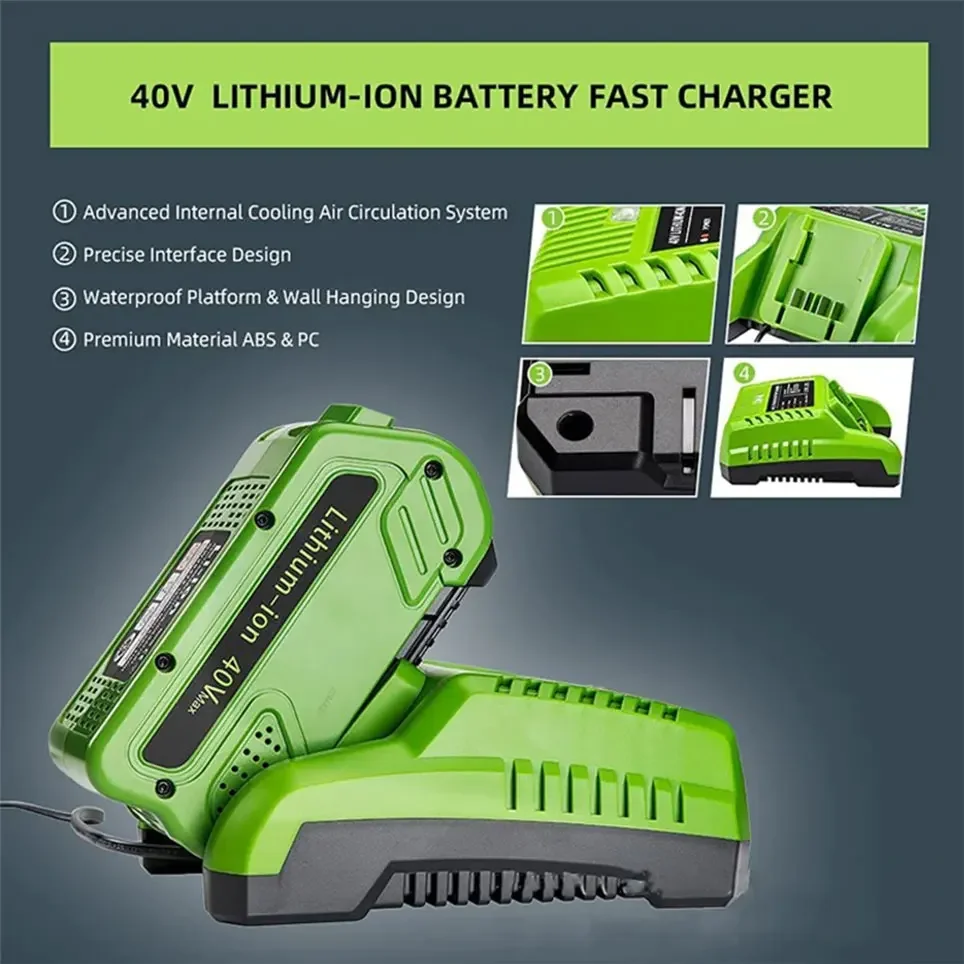 Lithium Battery Charger 29482 G-MAX 40V For GreenWorks 40V Li-ion battery 29472 ST40B410 BA40L210 STBA40B210 29462 20262 29282