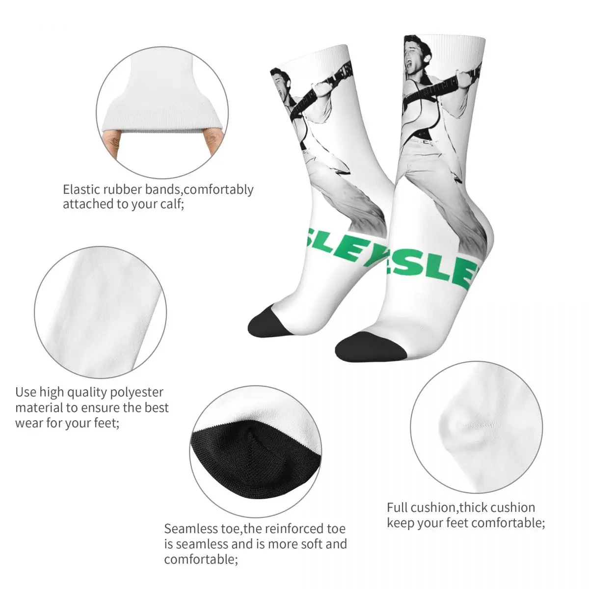 E-Elvis Stockings Women Men 90s Guitar Music Socks Soft Casual Socks Winter Outdoor Anti Sweat Design Socks Gift Idea