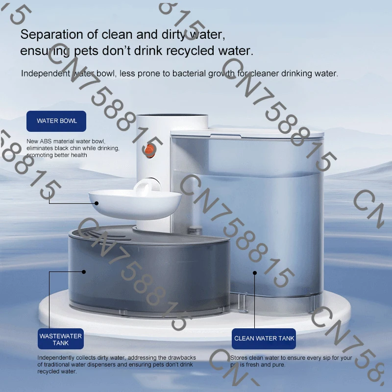 

Wireless pet water dispenser dumping automatic smart cat fountain water dispenser charging live cleaning dirty water separation