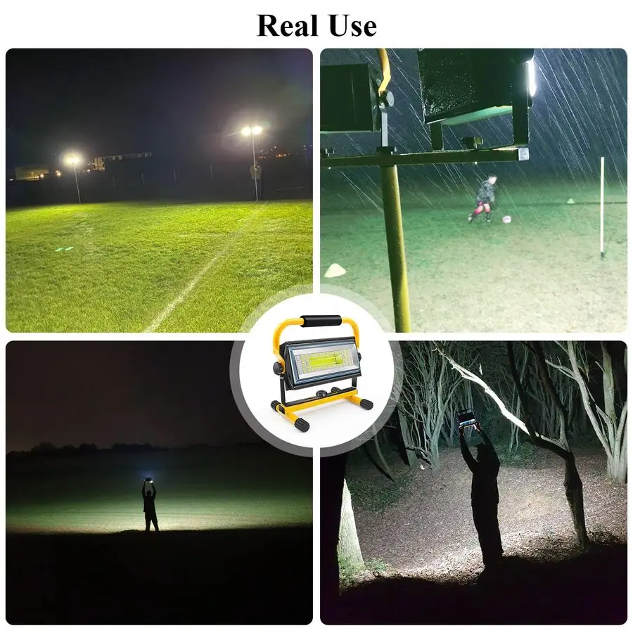 COB Rechargeable Work Light, 7000LM Cordless LED Work Lights, Waterproof Portable Flood Light with Stand for Outdoor Camping, Hi
