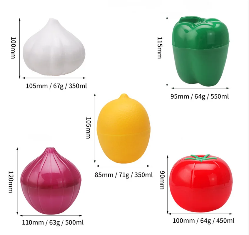 Vegetable Crisper (Onion, Tomato, Lemon, Green Pepper) Storage Fruit Box Sealed Box Set Lunch Box Kitchen Refrigerator Storage C image 6