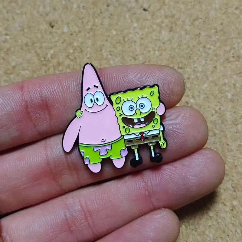 SpongeBob SquarePants Enamel Pins Squidward Tentacles And Patrick Star Brooch Badge for Backpack Collar Lapel Pin Cute Jewelry