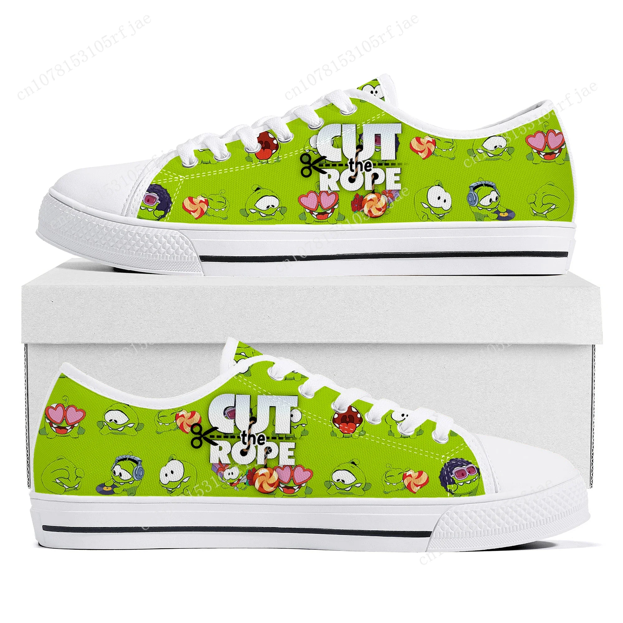 

Cut The Rope Low Top Sneakers Cartoon Game Womens Mens Teenager High Quality Fashion Canvas Sneaker Couple Custom Built Shoes