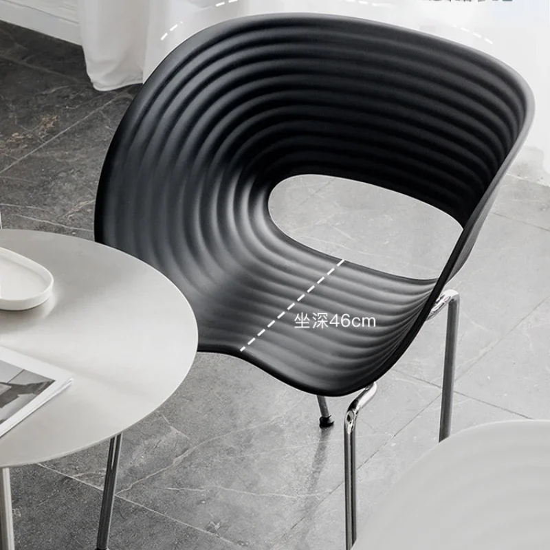 Stoel Eenvoudig Huis Plastic Rugleuning Armsteun Designer Eetkamerstoel