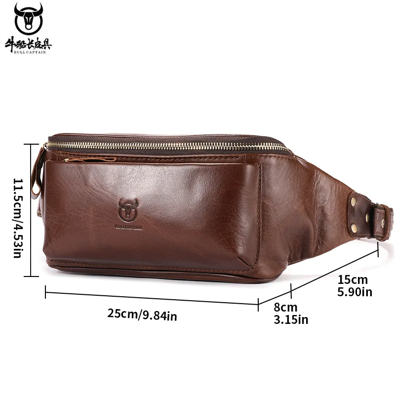 Brand fanny packs for men 100% cowhide chest bag multifunctional Waist pack shoulder crossbody bag mobile phone bags Hip sack