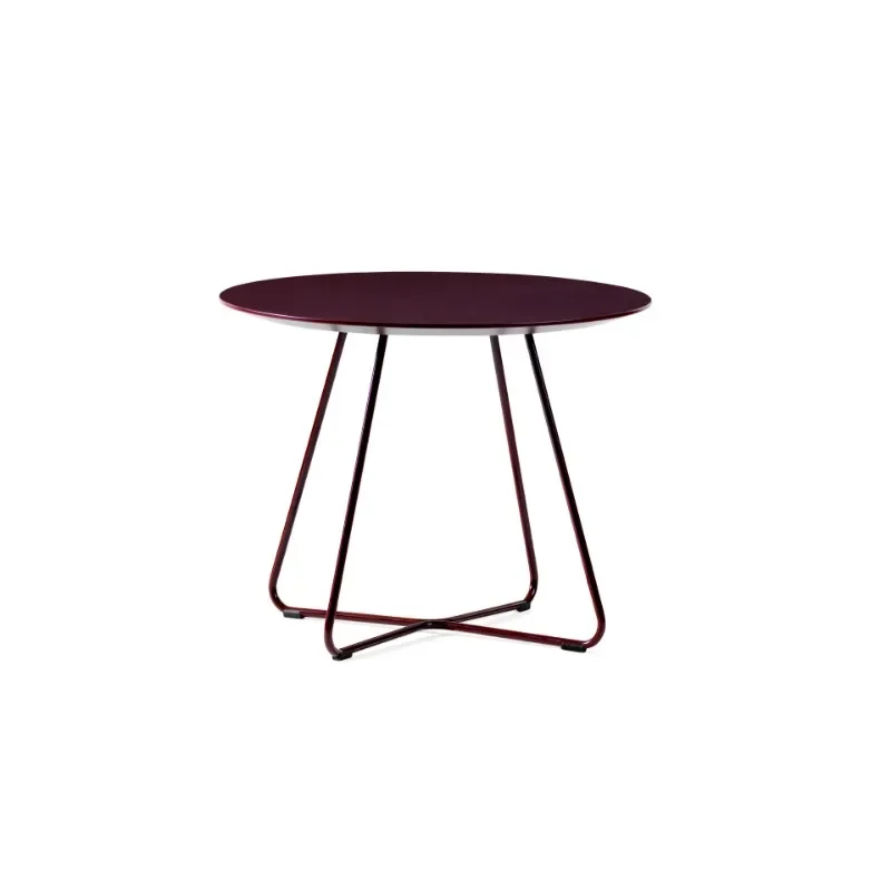 Nordic modern minimalist wrought iron coffee table, hotel apartment project, small metal round table, black paint wire corner