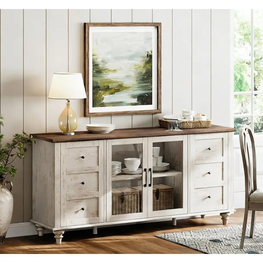 

Буфеты-серванты со стеклянными дверцами, кухонные шкафы для хранения, деревянные кофейные столики, акцентные серванты-шкафы для хранения