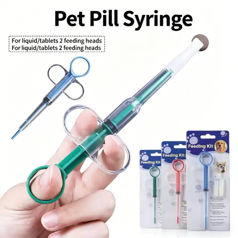 1pcs Pet Pill Popper Syringe,Safe Liquid Medicine Dispenser, Pusher with Soft Tip,Anti-Choke Medicine Feeding Tool for Dogs Cats