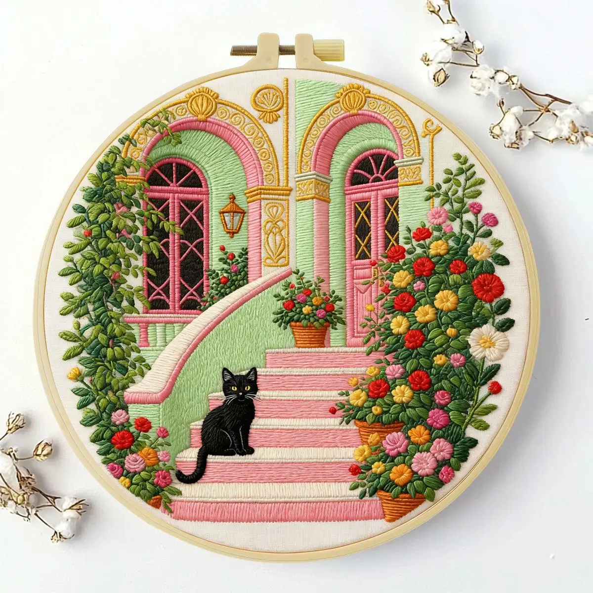 1 Stück 20X20CM/15X15CM 7,87/6,3 Zoll Tier - Katze Stickerei Starter-Kit DIY-Kit DIY-Stickerei-Set Handarbeiten Heimdekoration – Detail 1