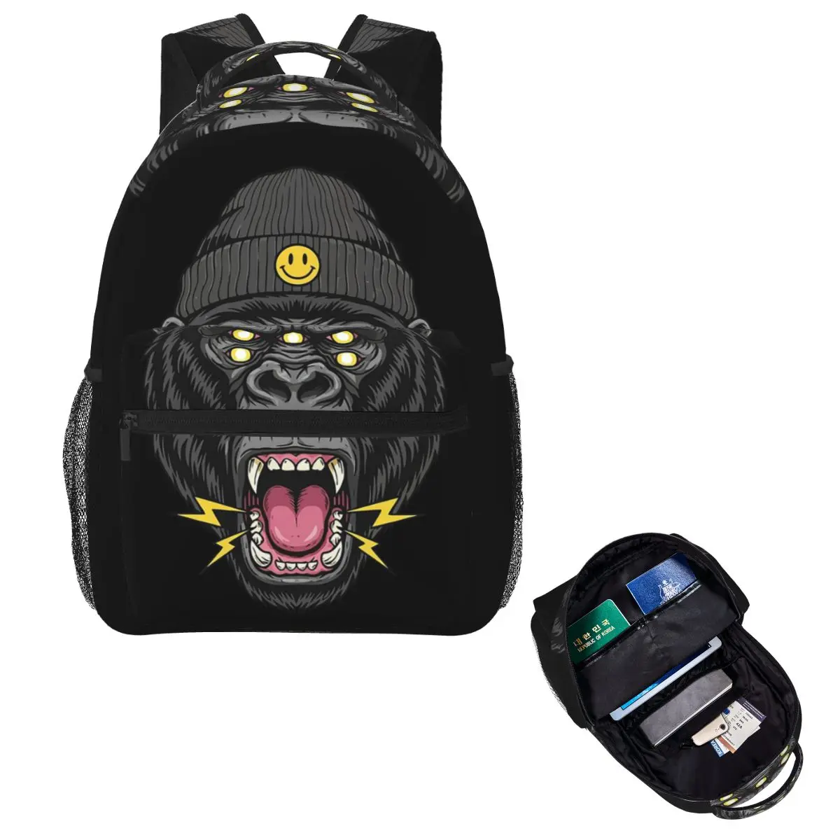 

Five-Eyed Street Ape Student Backpack School Bag Hiking Travel Daypack for Men Women Fashion Bookbag Shoulder Bags