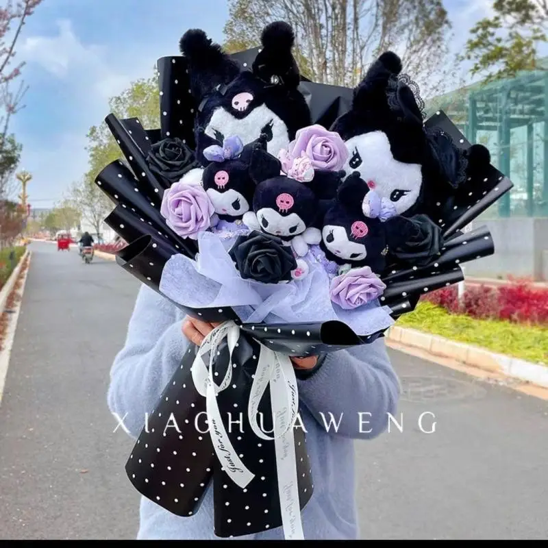 Cute Cartoon Kawaii Sanrioed Kuromi Plush Doll Bouquet, Sanrio Doll Holiday Birthday Gift for Best Friend and Girlfriend