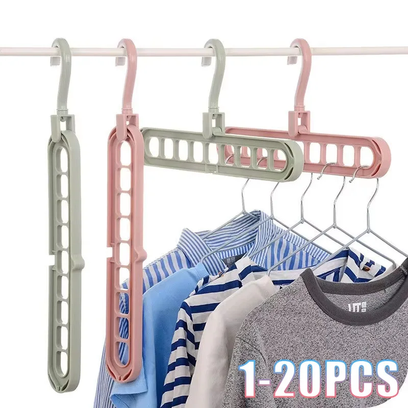 1-20PCS 9 Hole Collapsible Hanger Rotating Foldable Space Saving Closet Organizer for Scarf Tie Belt Sock Accessories Holder