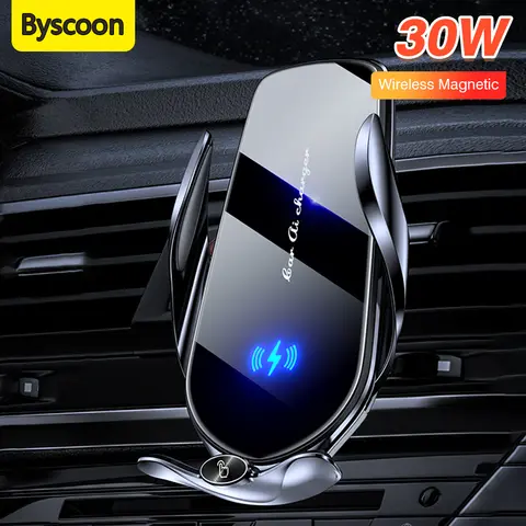 Cargador inalámbrico magnético de 30W para coche, soporte de teléfono con ventilación de inducción infrarroja para iPhone 15, 14, 13, 12 Pro Max, Xiaomi, Samsung