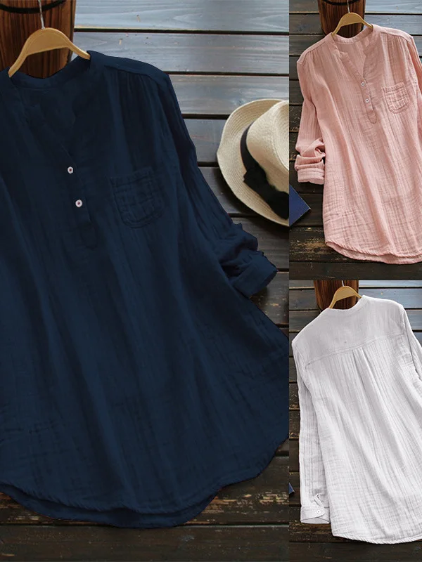 Csa de Color puro de manga larga con cuello en V para mujer, csa hoada de tela de poliéster de estilo informal para m...