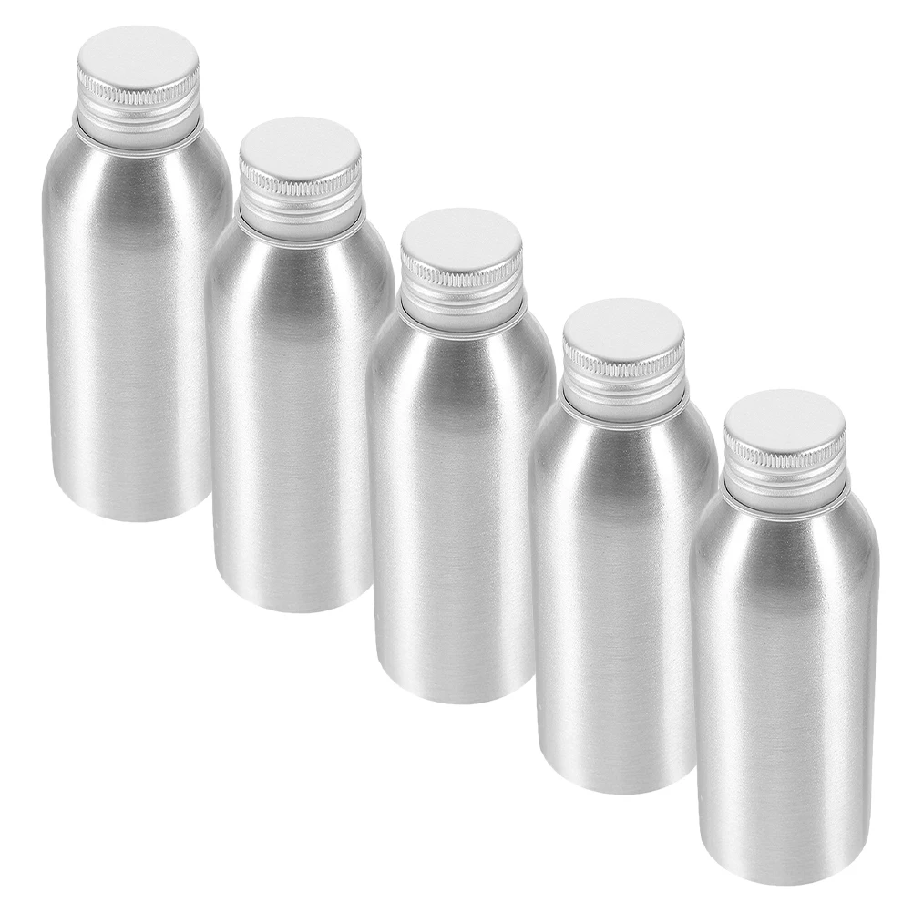 

5Pcs Aluminum Refill Bottle 3.4oz 100Ml Lightweight Metal Container for Perfume Essential Oil Skincare Products Travel Essential