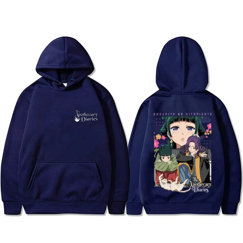 انمي ياباني يوميات الصيدلي هوديي Maomao طباعة البلوز هوديس الرجال النساء الكرتون مانغا عادية المتضخم البلوز