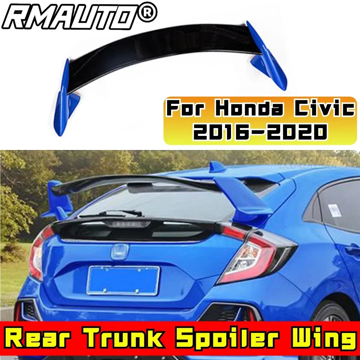 For Honda 10th Civic 2016-2020 Hatchback Rear Spoiler Body Kit ABS Plastic Car Rear Trunk Spoiler Rear Trunk Wing Exterior Part