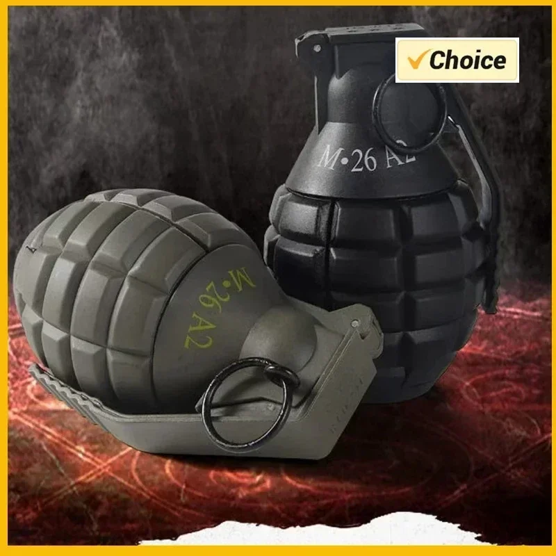 F2PCS Grenadas de impacto alimentadas por resorte, plástico táctico M67, juguetes de granadas de mano, modelo para Airsoft, Paintball, juego CS, accesorio de juego de rol