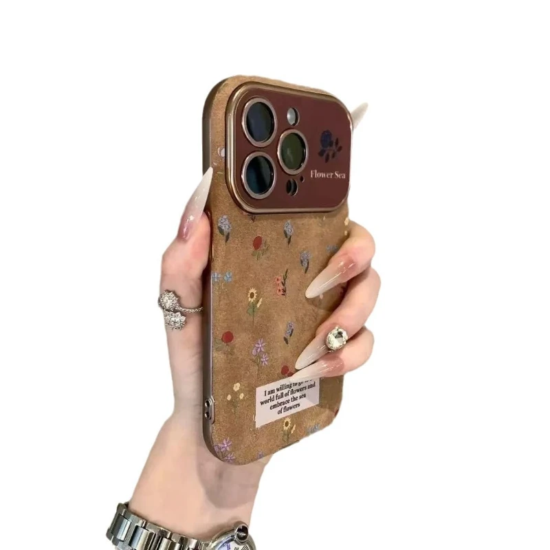 TPU Frosted Small Floral Retro Style Phone Anti Drop Protective Case Suitable for IPhone 15 Pro 16 Promax