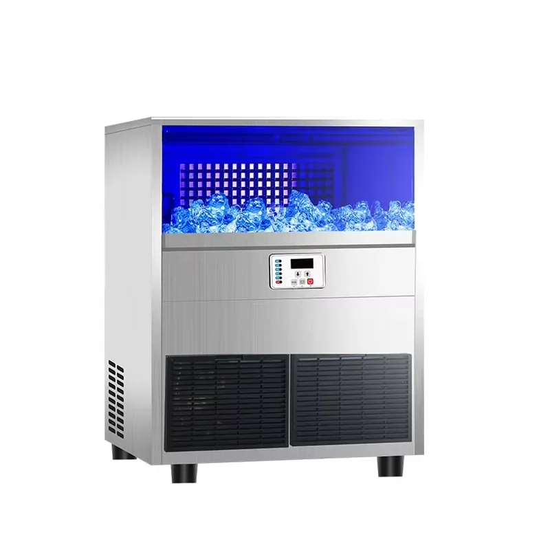 Commercial Stainless Steel Ice Maker with Compressor 150kg Daily Ice Production Ice Cube Shape Suitable for Restaurants